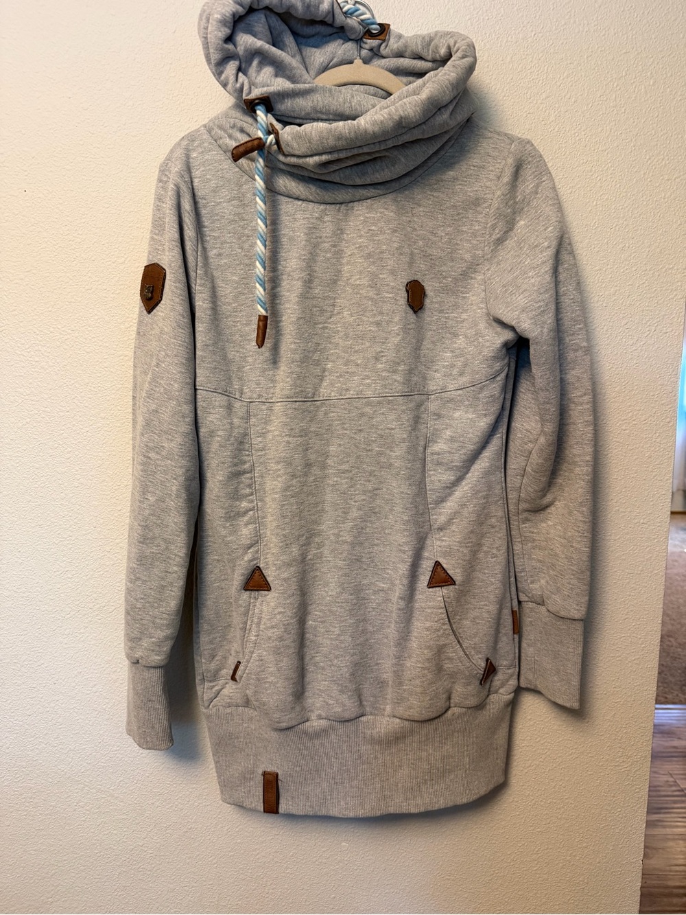 Naketano Light Gray Cowl Neck Pullover Sweater